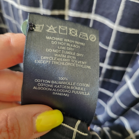 Burberry Golf Polo Shirt Mens Size Large Navy Blue Windowpane - Picture 6 of 7